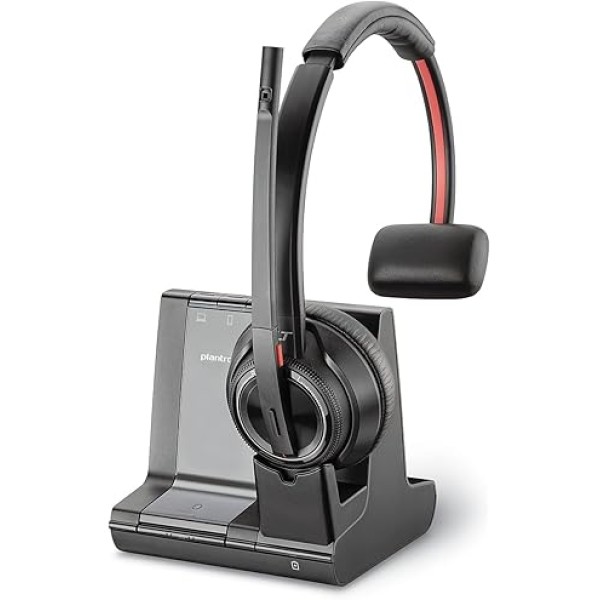Auriculares HP Poly Savi 8210 UC DECT 1920-1930 MHz USB-A - Mono - Inalámbrico - Bluetooth/DECT - 590,6 pies - 20 Hz - 20 kHz - Supraaurales, sobre la cabeza - Monoaural - Auricular - Cancelación de ruido, Micrófono omnidireccional - Cancelación de ruido 