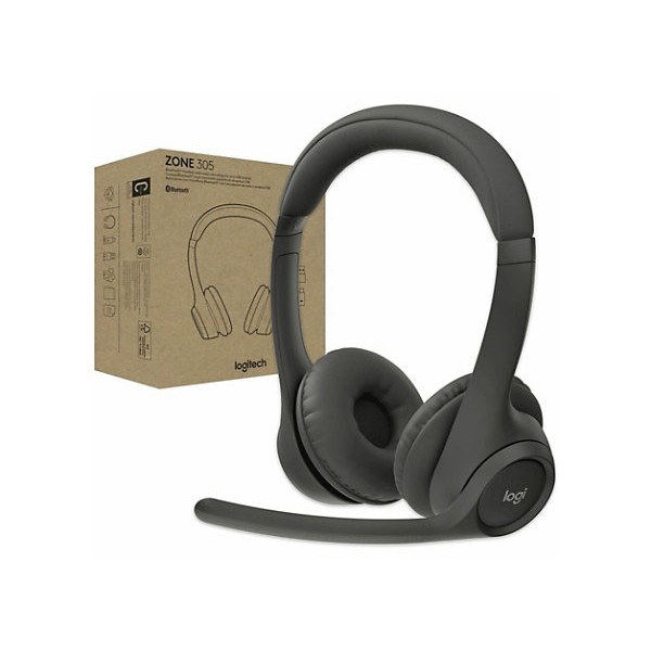 Logitech Zone 305 for Business, Auriculares inalámbricos Bluetooth con micrófono, Bluetooth nativo, para Microsoft Teams, Negro - Certificación Microsoft Teams - Estéreo - Inalámbrico - Bluetooth - 98,4 pies - 32 Ohm - 50 Hz a 20 kHz - Sobre la cabeza - B