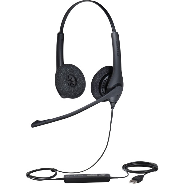 Auriculares Jabra BIZ 1500 - Estéreo - USB - Con cable - 32 Ohm - 20 Hz a 6,80 kHz - Over-the-head - Binaural - Supra-aural - Cable de 7,55 pies - Cancelación de ruido - Negro