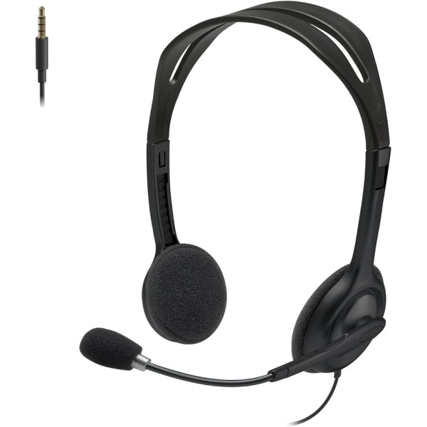 Auriculares estéreo Logitech H111 con conector de audio de 3,5 mm para educación - Estéreo - Miniteléfono (3,5 mm) - Con cable - 20 Hz a 20 kHz - Sobre la cabeza - Binaural - Supraaural - Cable de 7,71 pies - Micrófono bidireccional - Negro, Grafito