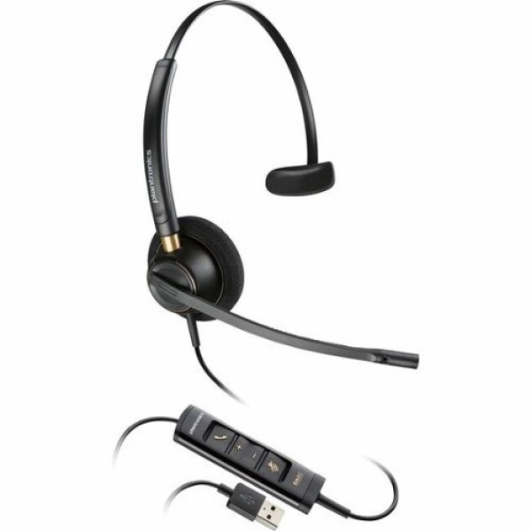 Auriculares monoaurales certificados por Microsoft Teams HP Poly EncorePro 515 con USB-A - Mono - USB tipo A - Con cable - Over-the-head, On-ear - Monoaural - Supra-aural - Cable de 6,84 pies - Cancelación de ruido, micrófono omnidireccional - Cancelación