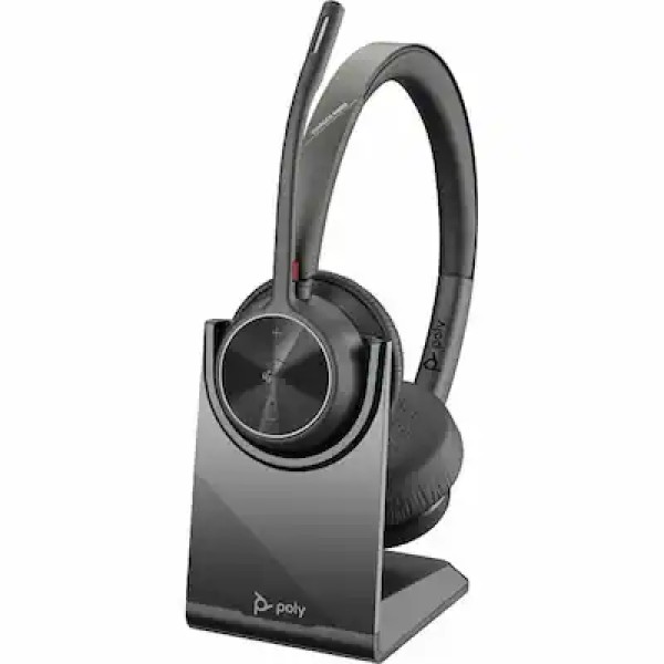 HP Poly Voyager 4320-M Auriculares certificados por Microsoft Teams + Dongle BT700 + Soporte de carga - Certificación de Microsoft Teams - Asistente de Google, Siri - Estéreo - USB tipo C - Cableado/Inalámbrico - Bluetooth - 298,6 pies - 20 Hz a 20 kHz - 