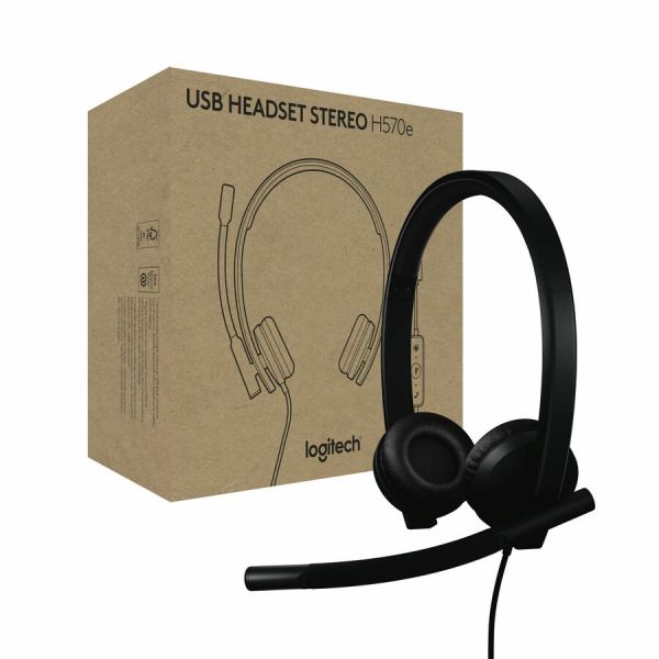 Logitech H570e Auriculares estéreo con cable USB, USB-A, micrófonos con cancelación de ruido, controles en línea, certificados para Microsoft Teams, negro - Certificación de Microsoft Teams - Estéreo - USB tipo A - Con cable - 20 Hz - 20 kHz - Sobre la ca