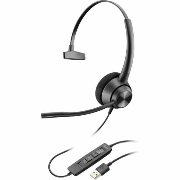 Auriculares estéreo USB-C HP Poly EncorePro 320 TAA - Certificación Microsoft Teams - Mono - USB tipo C - Con cable - 32 ohmios - 50 Hz a 8 kHz - Supraaurales - Monoaural - Auricular - Cancelación de ruido, micrófono unidireccional - Cancelación de ruido