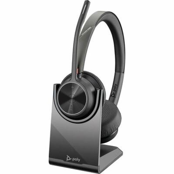Auriculares certificados por Microsoft Teams HP Poly Voyager 4320 + Dongle BT700 + soporte de carga - Certificación de Microsoft Teams - Siri, Asistente de Google - Estéreo - USB tipo A - Con cable/inalámbrico - Bluetooth - 298,6 pies (91 m) - 20 Hz a 20 