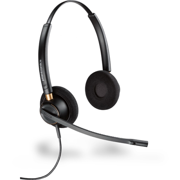 HP Poly EncorePro 520 con auriculares binaurales de desconexión rápida TAA - Estéreo - Miniteléfono (3,5 mm) - Con cable - 20 Hz a 10 kHz - supraaurales, supraaurales - Binaural - Supraaural - Cable de 2,58 pies - Cancelación de ruido, micrófono omnidirec