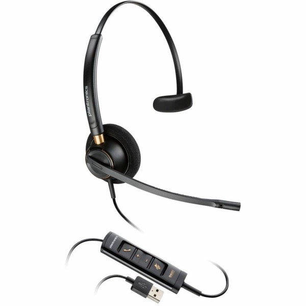 Auriculares monoaurales HP Poly EncorePro 515 con USB-A - Mono - USB tipo A - Con cable - 20 Hz a 20 kHz - Over-the-head, On-ear - Monoaural - Supra-aural - Cable de 6,84 pies - Cancelación de ruido, micrófono omnidireccional - Cancelación de ruido - Negr
