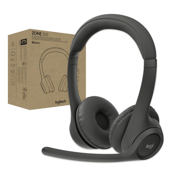Logitech Zone 305 for Business, Auriculares Inalámbricos Bluetooth con Micrófono, para Microsoft Teams, Compatible con Windows, Mac, Chrome, Linux, iOS, iPadOS, Android, Negro - Certificación Microsoft Teams - Estéreo - Inalámbrico - Bluetooth - 98.4 pies