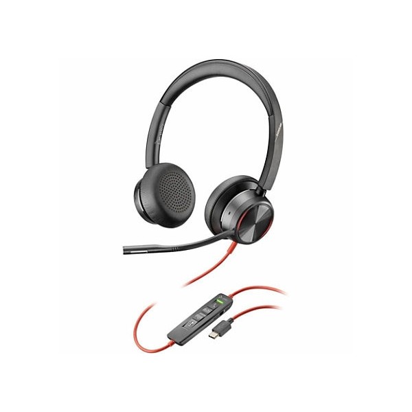 Auriculares HP Poly Blackwire 8225 - Estéreo - USB tipo C - Con cable - 32 ohmios - Supraaurales - Binaural - Auricular - Cable de 7,10 pies - Micrófono omnidireccional con cancelación de ruido - Cancelación de ruido - Negro