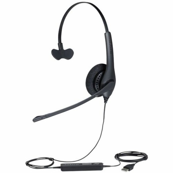 Auriculares Jabra BIZ 1500 - Mono - USB - Con cable - 32 Ohm - 20 Hz a 6,80 kHz - Over-the-head - Monoaural - Supra-aural - Cable de 7,55 pies - Cancelación de ruido - Negro