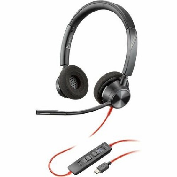 Auriculares estéreo HP Poly Blackwire 3320 con certificación Microsoft Teams USB-C + adaptador USB-C/A - Certificación Microsoft Teams - Estéreo - USB tipo C, miniteléfono (3,5 mm) - Con cable - 32 ohmios - 20 Hz a 20 kHz - Supraaural, supraaural - Cable 