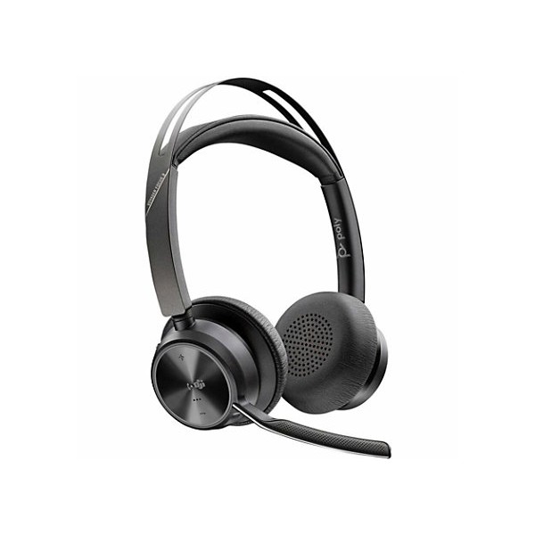 Auriculares HP Poly Voyager Focus 2 - Certificación de Microsoft Teams - Asistente de Google, Siri - Estéreo - USB tipo C - Con cable/inalámbrico - Bluetooth - 298,6 pies - 20 Hz a 20 kHz - Sobre la cabeza, supraaural - Binaural - Supraaural - Cable de 4