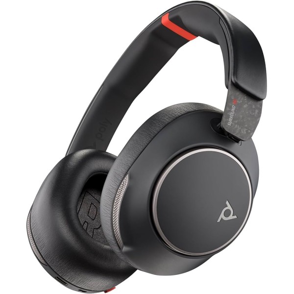 Auriculares HP Poly Voyager Surround 85 UC - Certificación de Microsoft Teams - Estéreo - Miniteléfono (3,5 mm) - Cableado/Inalámbrico - Bluetooth - 98,4 pies - 20 Hz a 16 kHz - Sobre la cabeza, Sobre la oreja - Binaural - Auricular - Cancelación de ruido