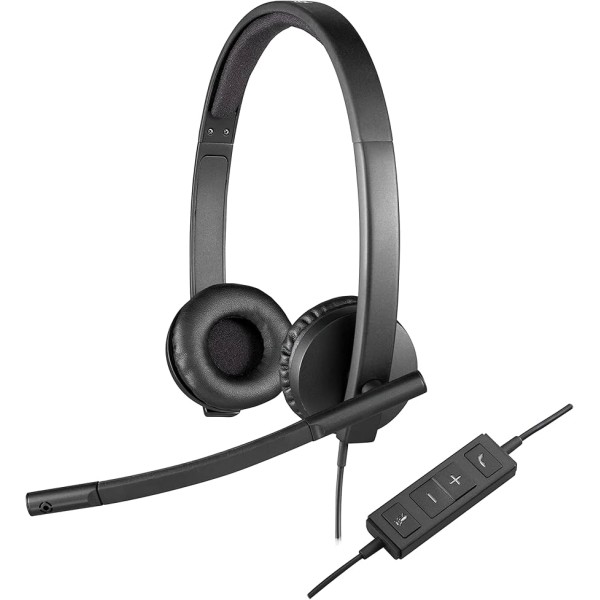 Logitech USB Headphone Stereo H570e - Estéreo - USB - Con cable - 31,50 Hz a 20 kHz - Over-the-head - Binaural - Supra-aural - Cancelación de ruido, Micrófono Electret - Negro