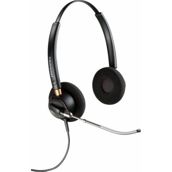 Micrófono de tubo de voz HP Poly EncorePro 520V con auriculares binaurales de desconexión rápida TAA - Estéreo - Miniteléfono (3,5 mm) - Con cable - 20 Hz a 10 kHz - Sobre la cabeza, supraaural - Binaural - Supraaural - Cable de 2,58 pies - Cancelación de
